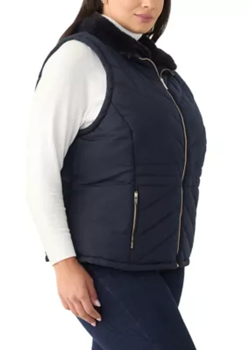 Plus Faux Fur Trim Vest