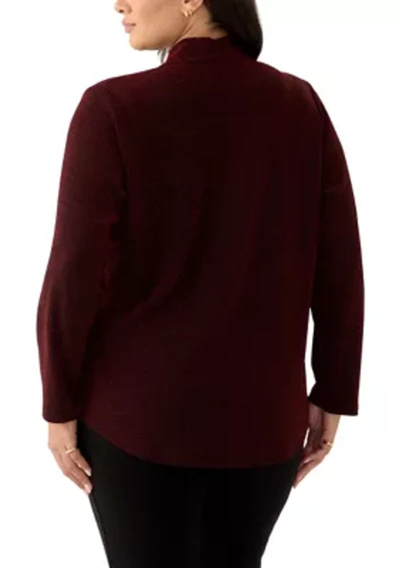 Plus Long Sleeve Cowl Knit Pullover