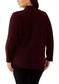Plus Long Sleeve Cowl Knit Pullover
