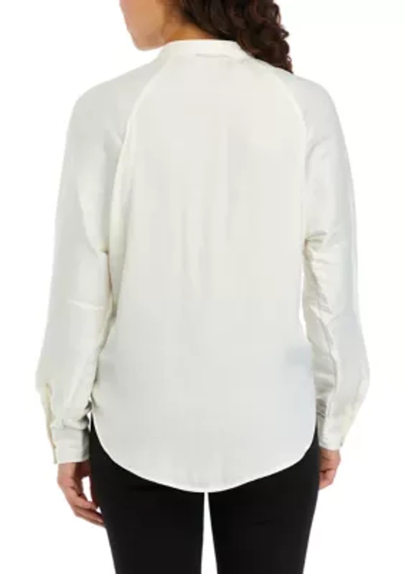 Petite Long Sleeve Airflow Tunic Shirt