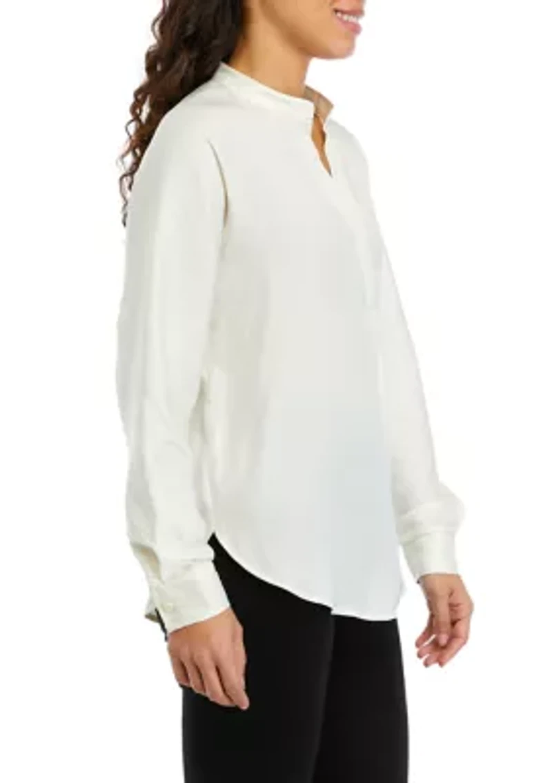 Petite Long Sleeve Airflow Tunic Shirt