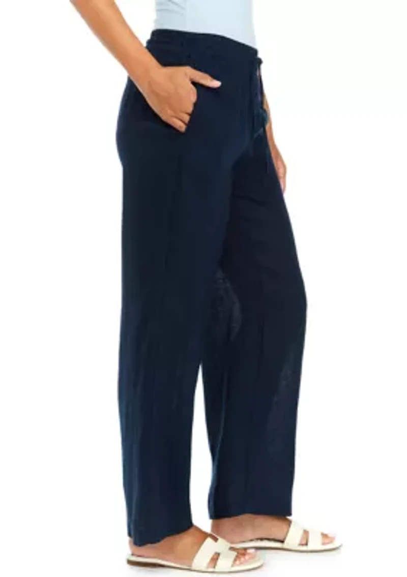 Petite Pull On Linen Pants