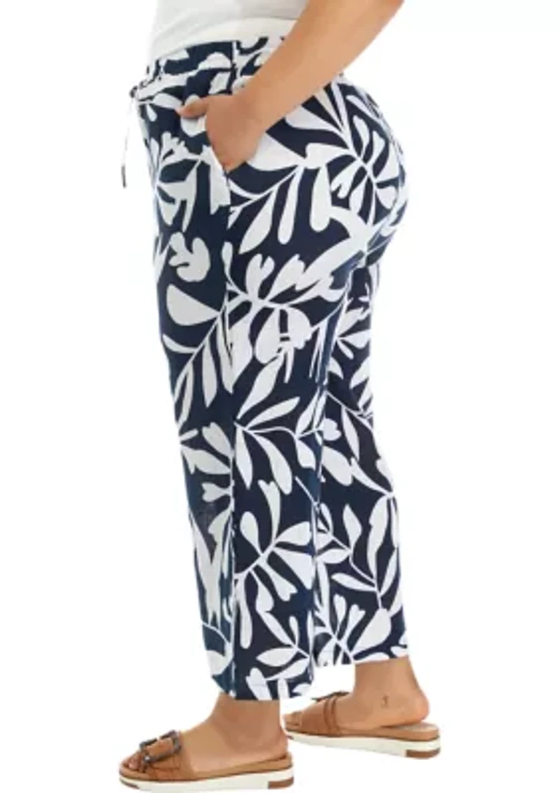 Plus Pull On Linen Pants
