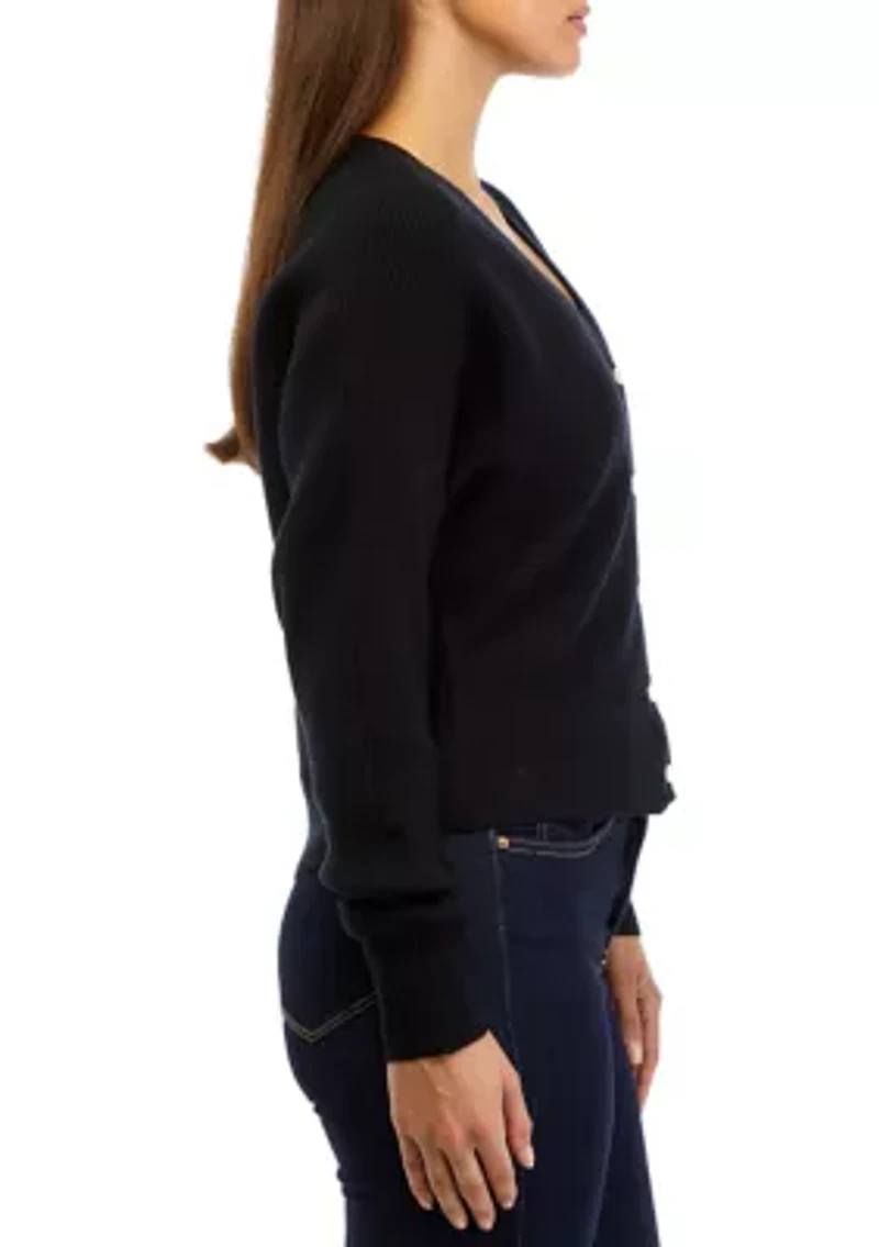 Petite V-Neck Sweater Knit Cardigan