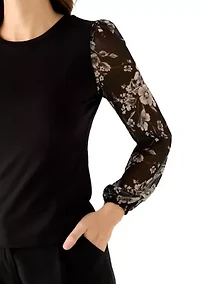 Women's Floral Sleeve Knit Top