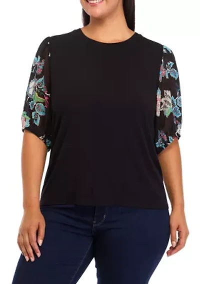 Plus Elbow Blouson Sleeve Top