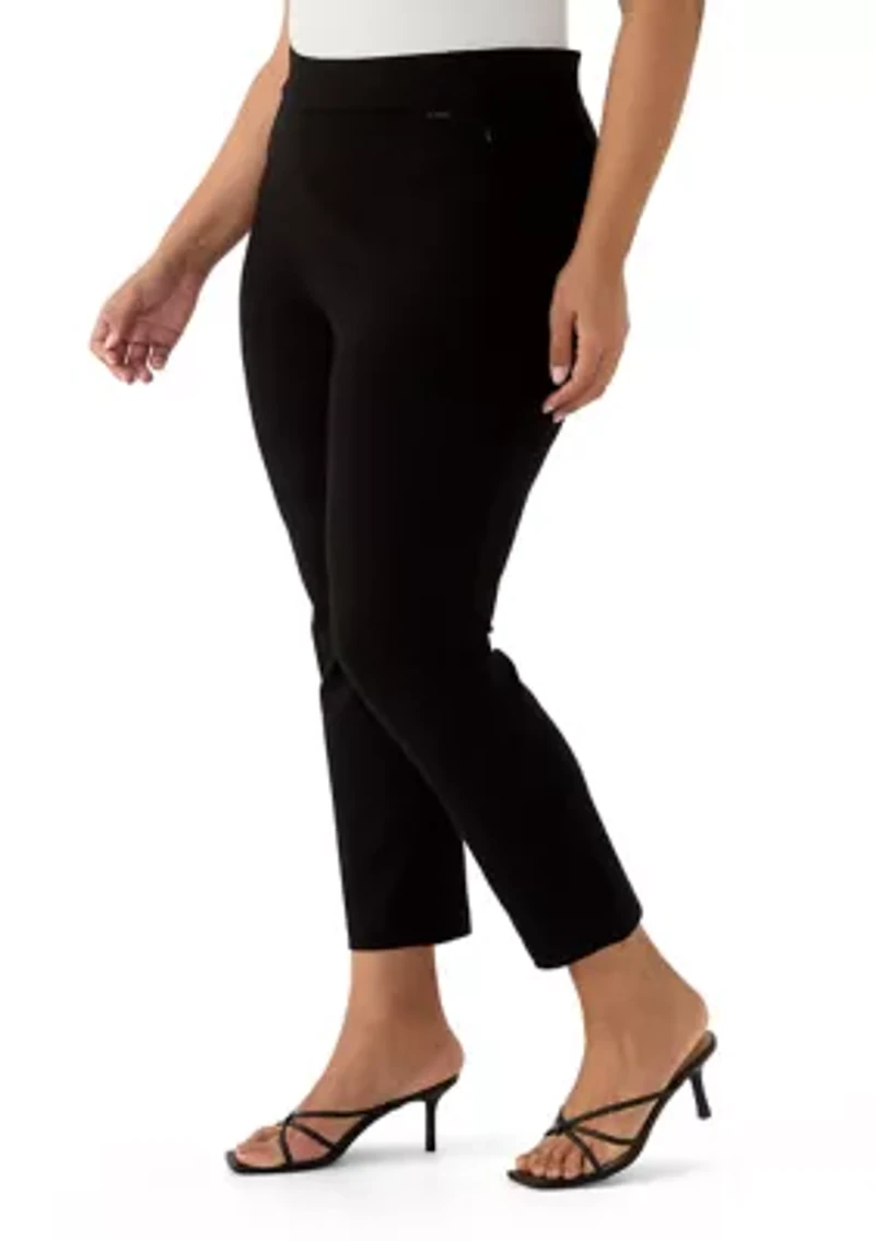 Plus Pull On Ponte Pants with Front Slant Seam