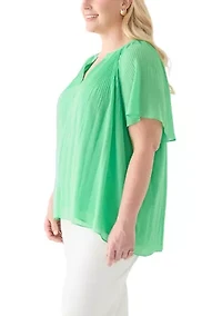 Plus Pleated Woven Blouse