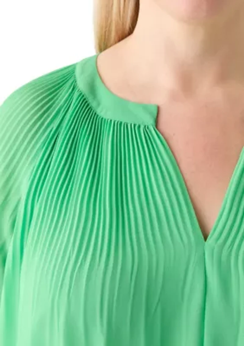 Plus Pleated Woven Blouse