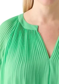 Plus Pleated Woven Blouse