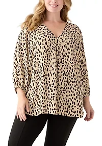 Plus 3/4 Sleeve V-Neck Shirt