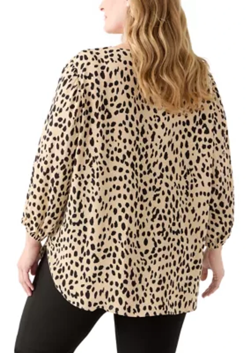 Plus 3/4 Sleeve V-Neck Shirt