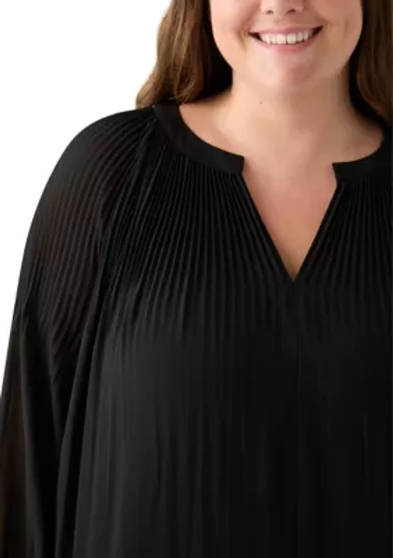 Plus Long Sleeve Chiffon Woven Top