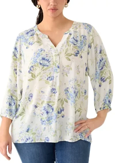 Plus Elbow Sleeve Popover Top