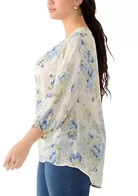 Plus Elbow Sleeve Popover Top