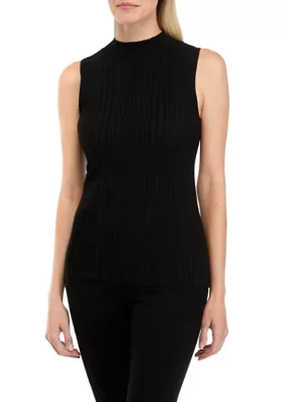 Women's Sleeveless Ribbed Mock Neck Sweater