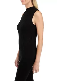 Women's Sleeveless Ribbed Mock Neck Sweater