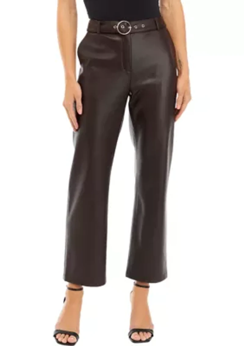 Petite Vegan Leather Slim Pants