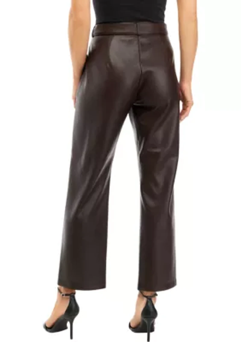 Petite Vegan Leather Slim Pants