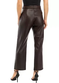 Petite Vegan Leather Slim Pants