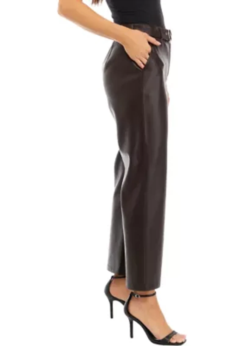 Petite Vegan Leather Slim Pants