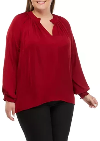 Plus Long Sleeve Studded Airflow Top
