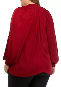 Plus Long Sleeve Studded Airflow Top