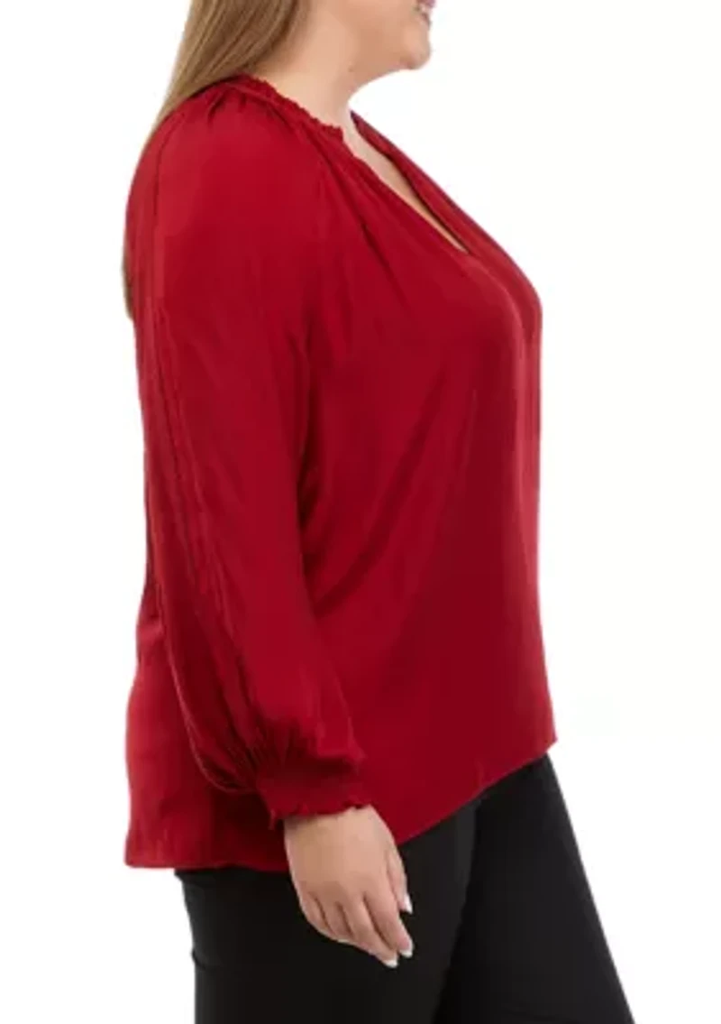 Plus Long Sleeve Studded Airflow Top