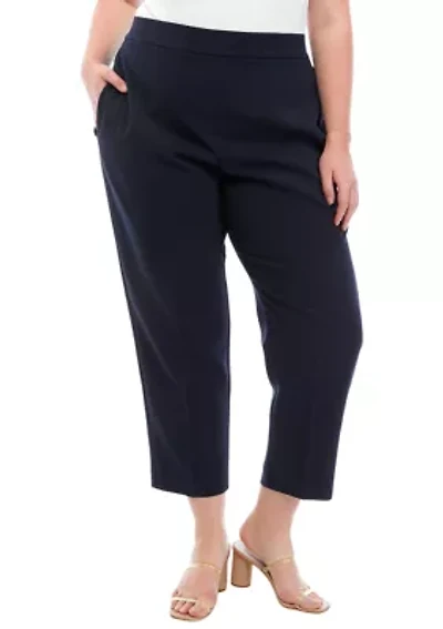 Plus Pull On Slim Pants with Side Zip Pockets