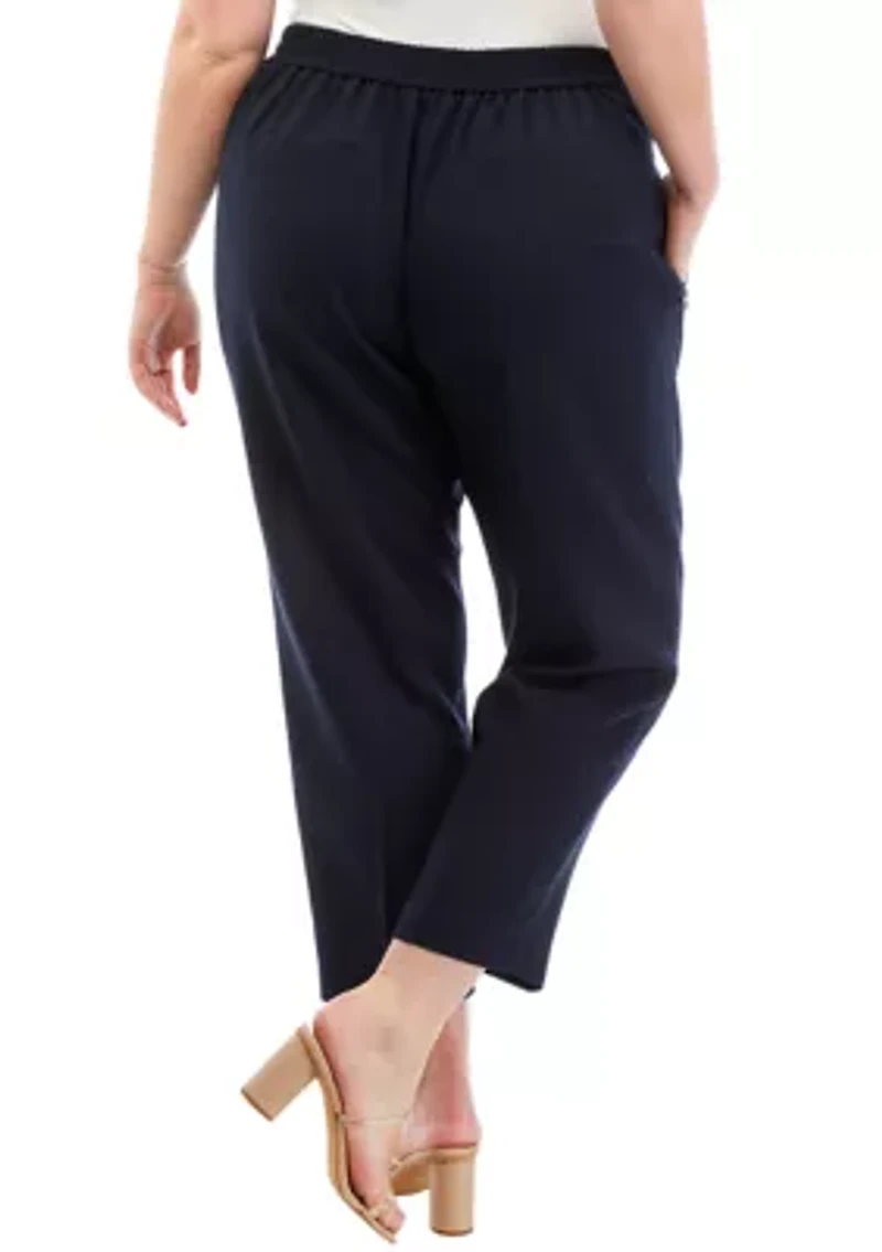 Plus Pull On Slim Pants with Side Zip Pockets