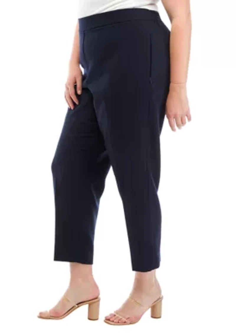 Plus Pull On Slim Pants with Side Zip Pockets