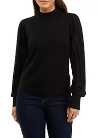 Petite Blouson Sleeve Mock Neck Top