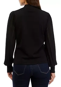 Petite Blouson Sleeve Mock Neck Top