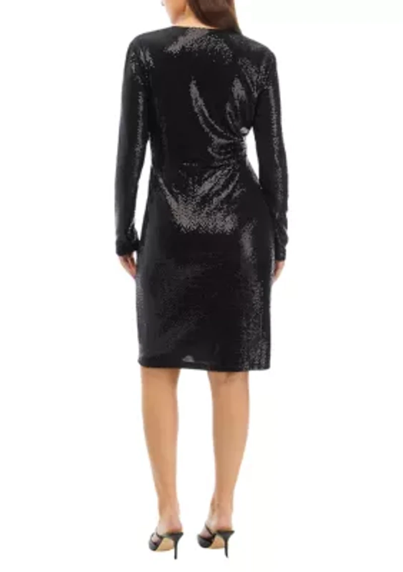 Petite V-Neck Twisted Midi Dress