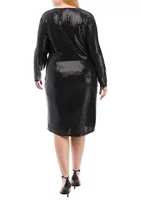 Plus V-Neck Twisted Midi Dress