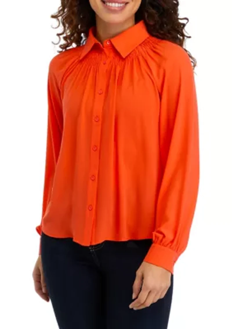 Petite Dutch Tulip Button Up Blouse
