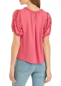 Petite Ruffle Trim Blouse
