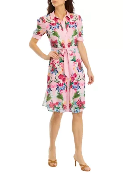 Petite Placed Rose Print Dress