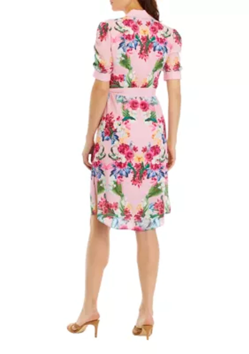 Petite Placed Rose Print Dress