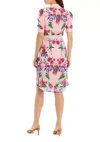 Petite Placed Rose Print Dress