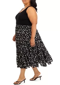 Plus Sleeveless Mixed Media Dress