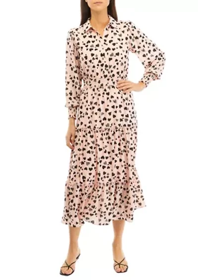 Petite Long Sleeve Button Down Dress