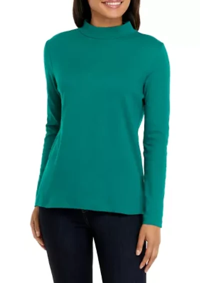 Petite Long Sleeve Mock Neck Top