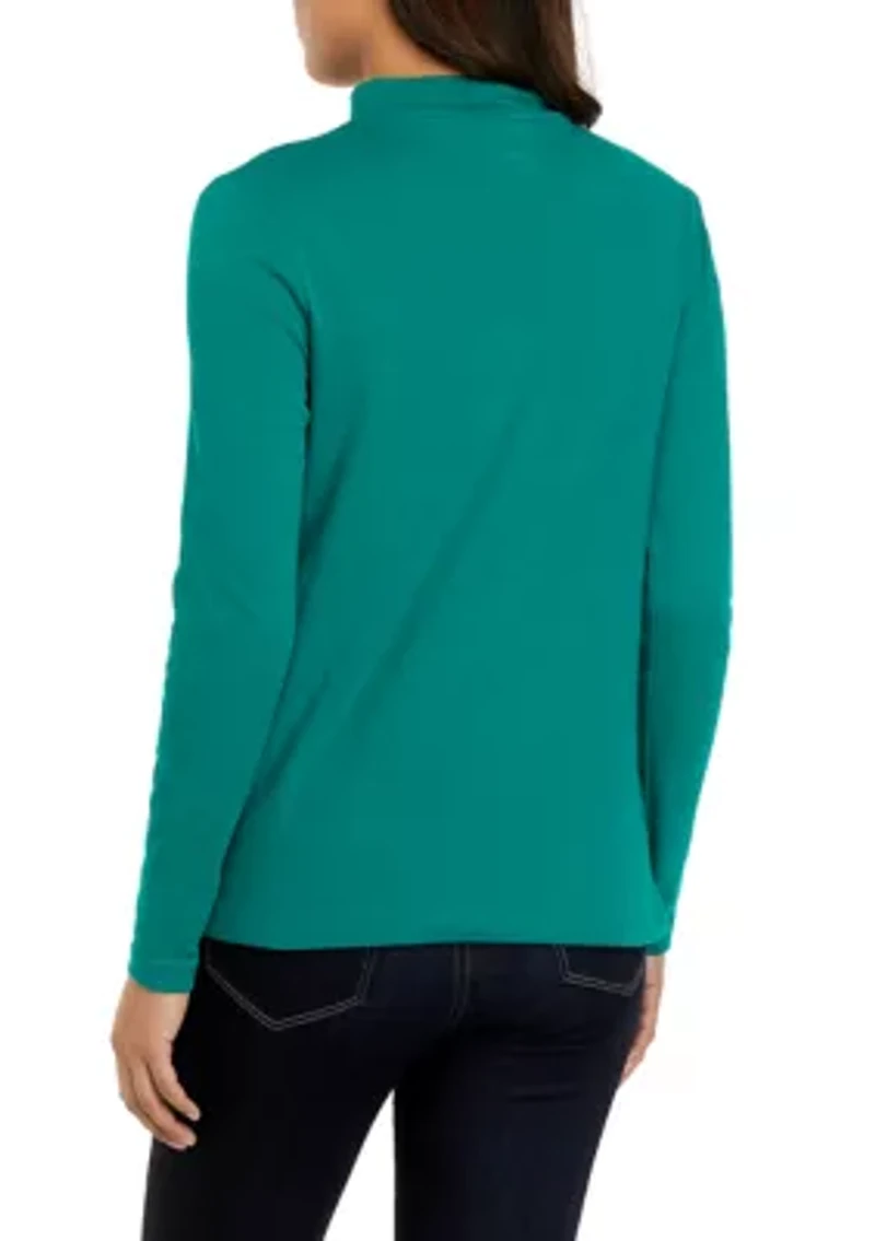 Petite Long Sleeve Mock Neck Top