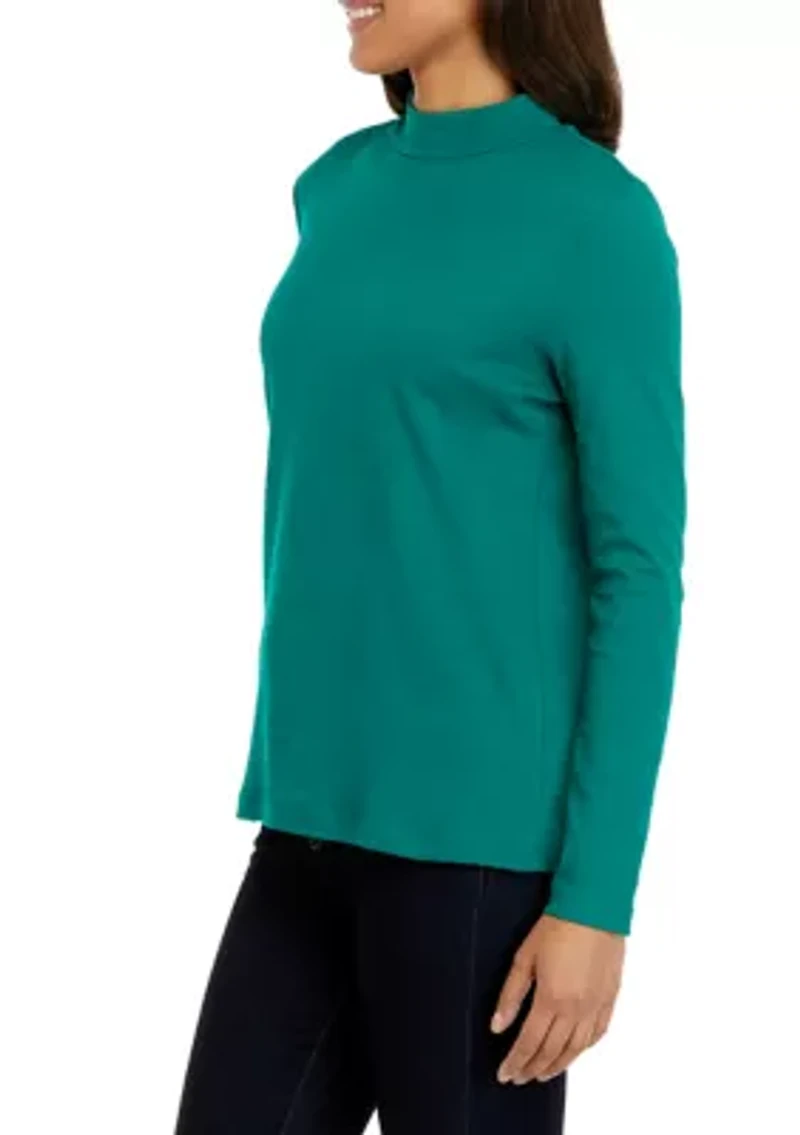 Petite Long Sleeve Mock Neck Top