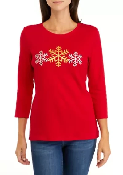 Petite 3/4 Sleeve Graphic T-Shirt