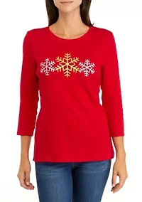 Petite 3/4 Sleeve Graphic T-Shirt