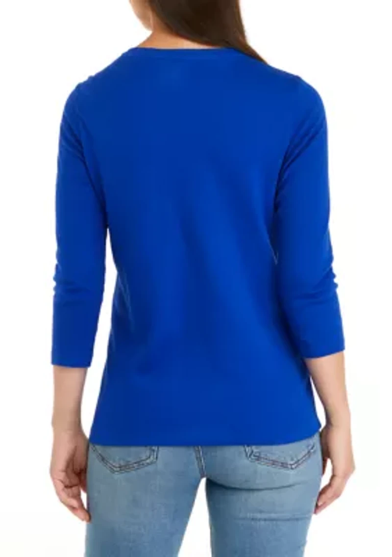 Petite 3/4 Sleeve Graphic T-Shirt