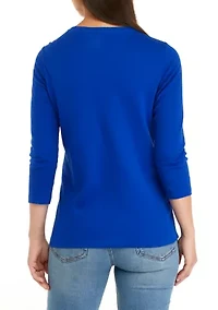Petite 3/4 Sleeve Graphic T-Shirt