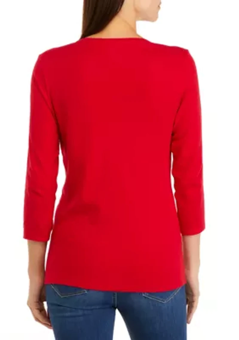 Petite 3/4 Sleeve Graphic T-Shirt